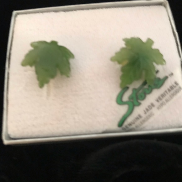 Storrs Jewelry - JADE MAPLE LEAF EARRINGS